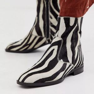 COPY - ASOS DESIGN Alfie suede sock boots in zebra pony